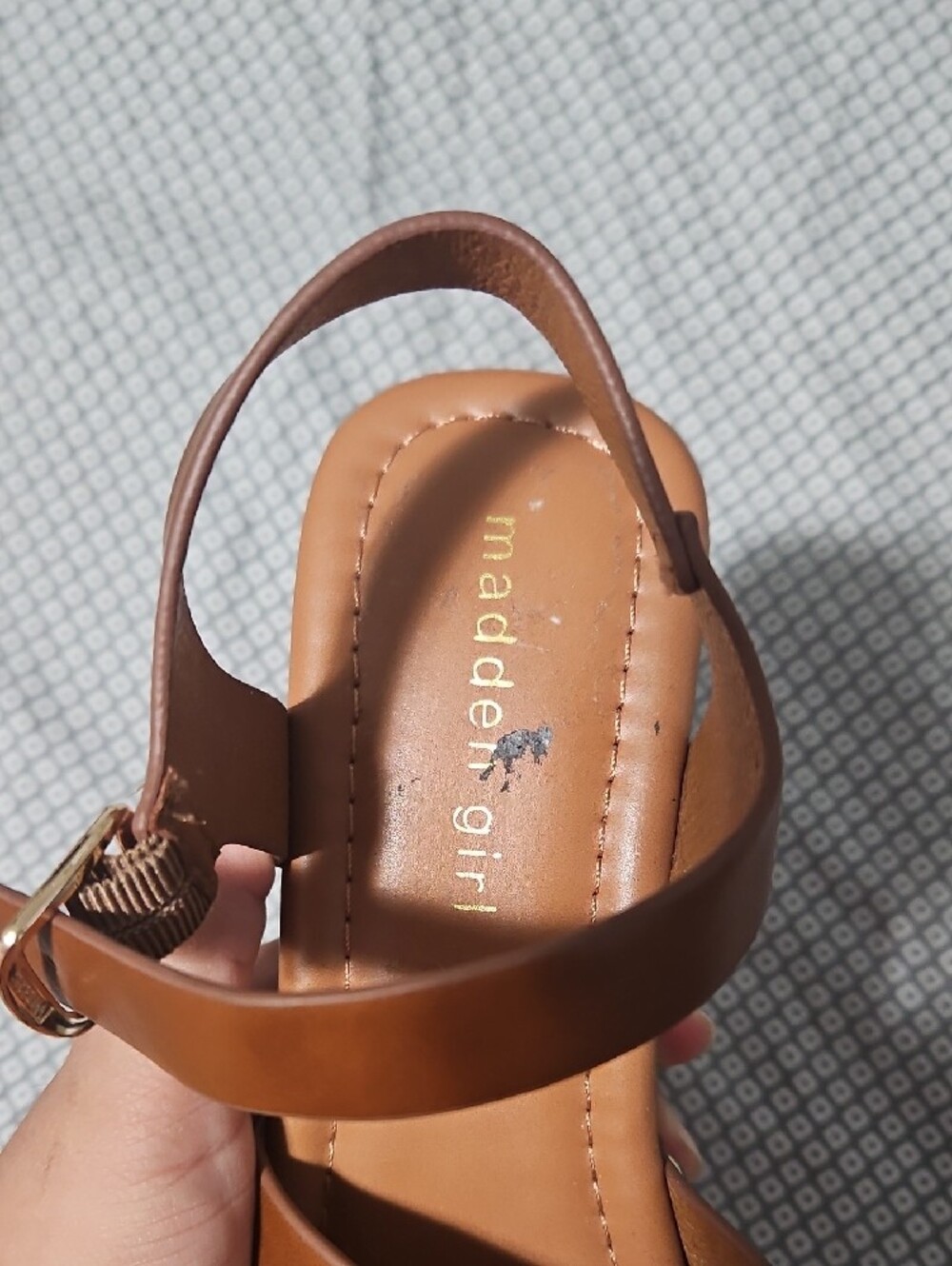 Madden Girl Women’s Brown Strappy Block Heel Sandals - Picture 6 of 7